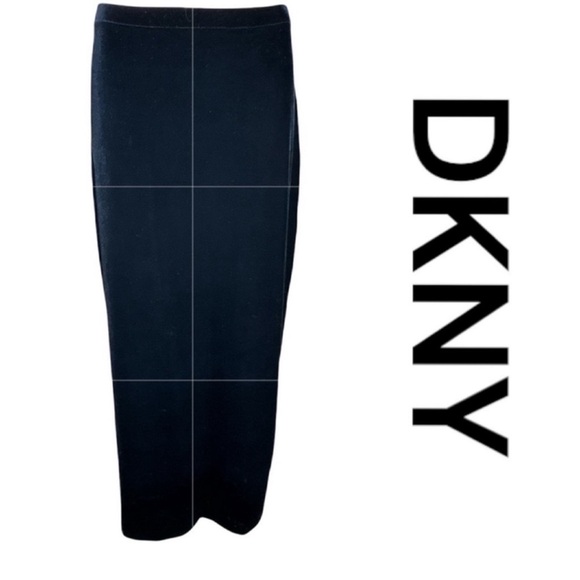 DKNY Vegan Velvet Maxi Skirt in Midnight Onyx, Pull On Style, Size S. - Picture 1 of 8